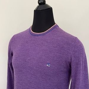 New Etro Sweater Crewneck Virgin Wool Purple Violet Pullover Sweater Etro Italy